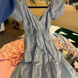 Altard State Light Blue Tiered Dress